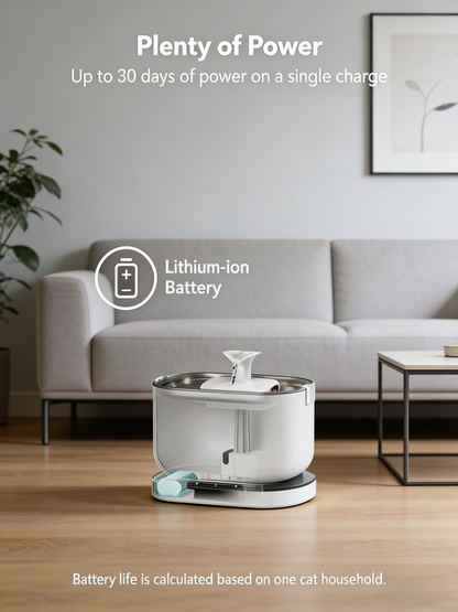 Whisper-Quiet Pet Water Fountain with 4-Layer Filtration & Rechargeable Battery