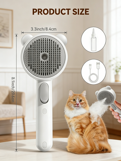 2-in-1 Pet Grooming Brush with Gentle Steam & Self-Cleaning Function