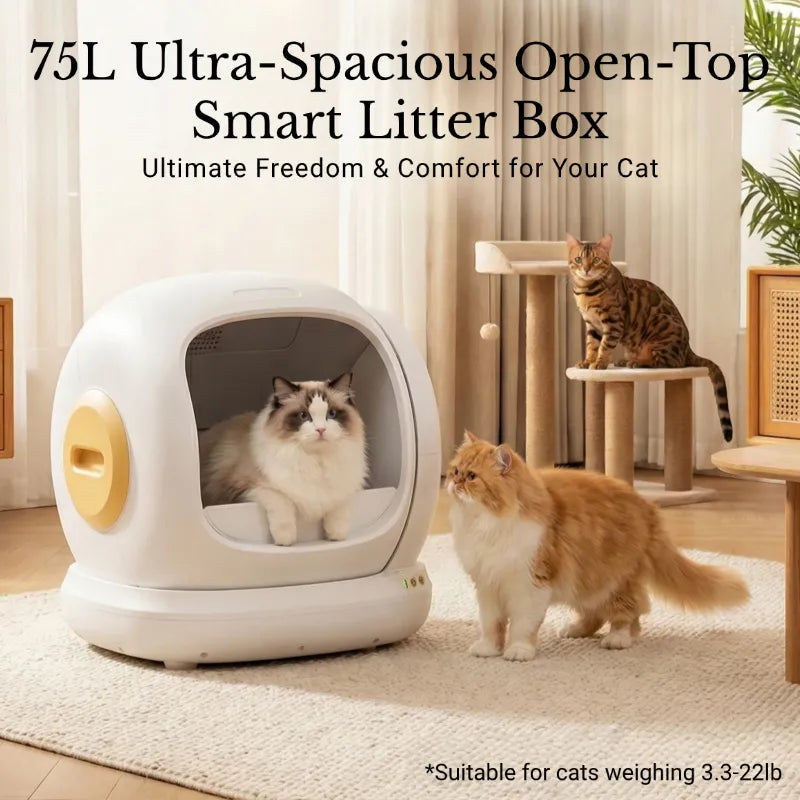 PetFlow™ Smart Self-Cleaning Litter Box - Ultra-Quiet & Extra Large