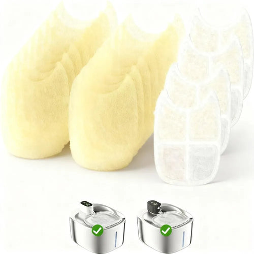 8-Pack Water Fountain Replacement Filters, 6-Layer Filtration with Pre-Filter Sponges