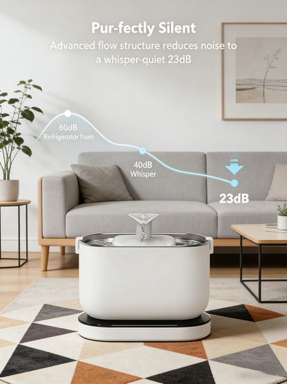 Whisper-Quiet Pet Water Fountain with 4-Layer Filtration & Rechargeable Battery