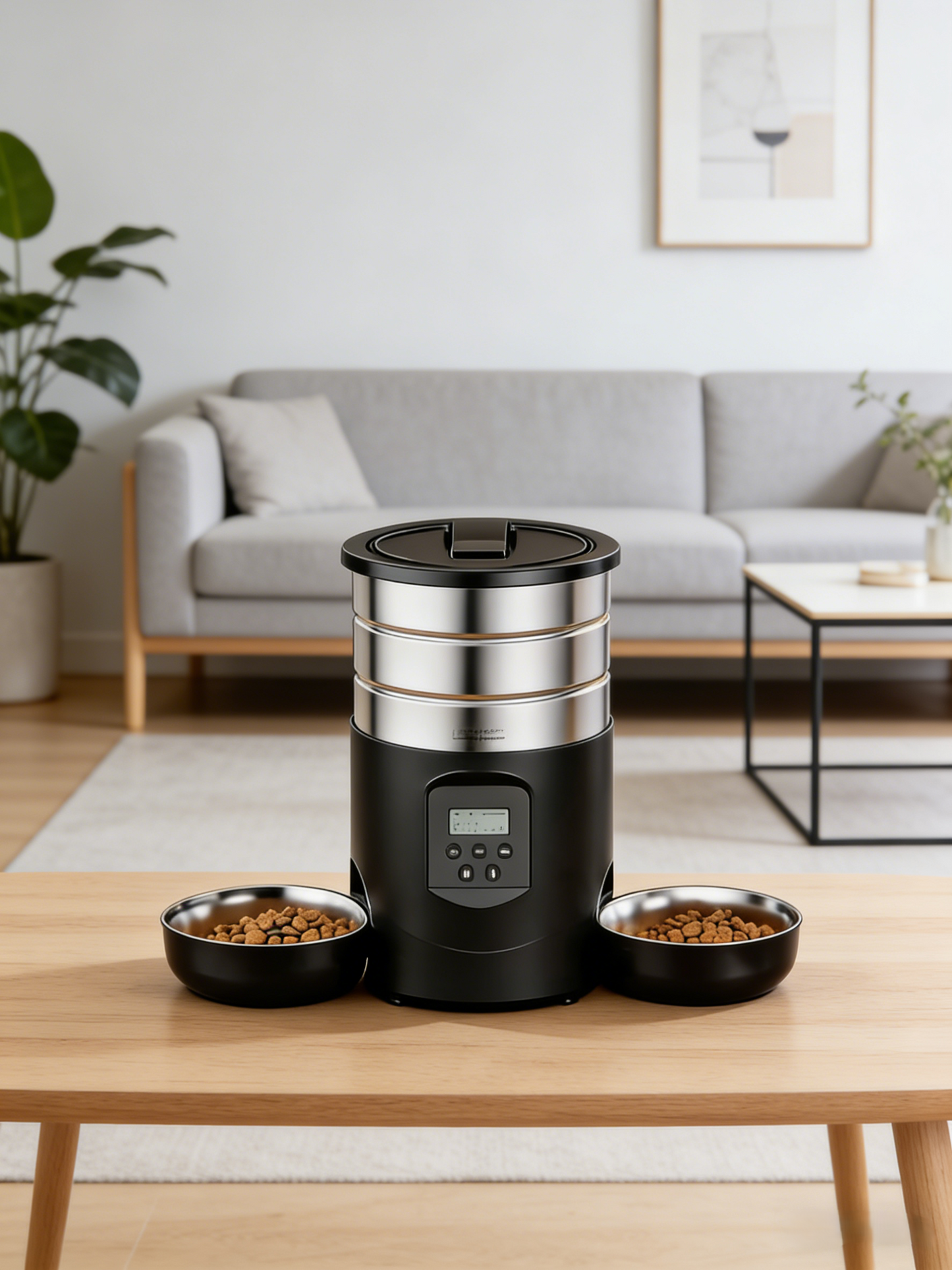 Dual-Bowl Automatic Pet Feeder (5L Capacity) for Multi-Pet Households