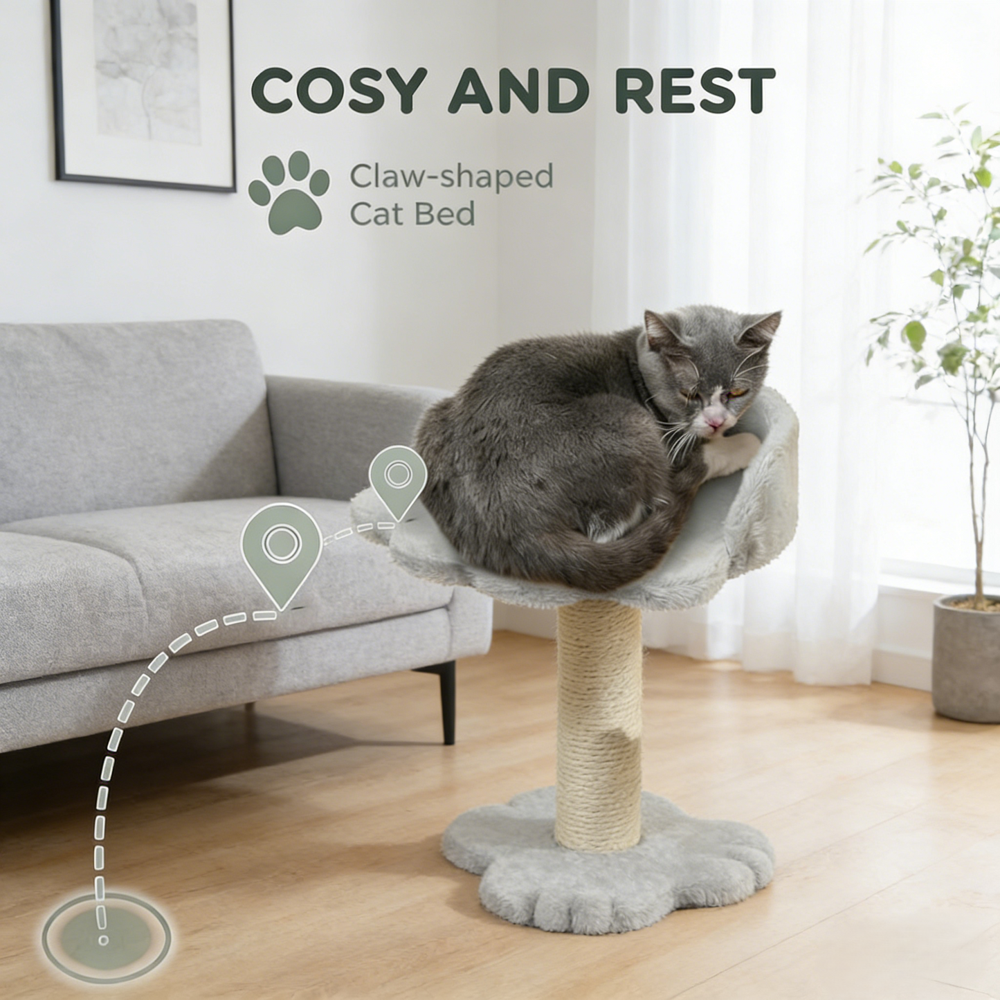 Multi-Function Cat Activity Center (Claw-Shaped Bed + Tunnel + Scratching Post)