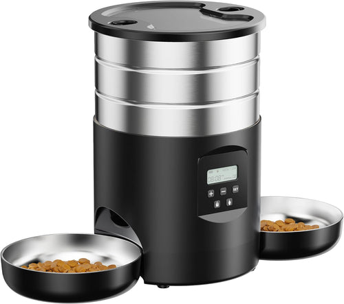 Dual-Bowl Automatic Pet Feeder (5L Capacity) for Multi-Pet Households