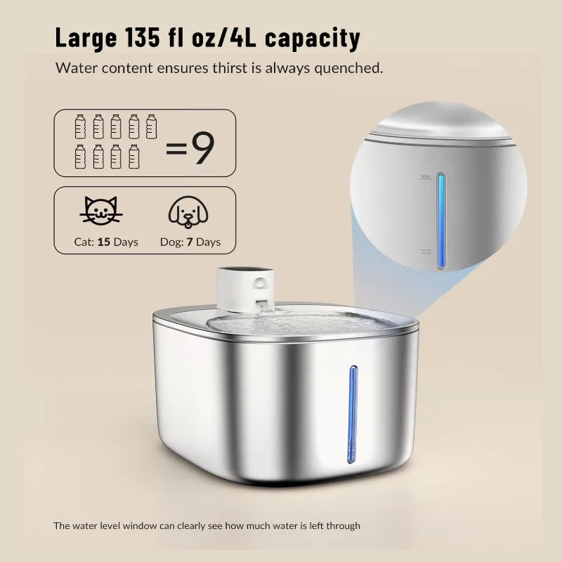 Long-Battery Wireless Pet Fountain - Multi-Stage Filtration for Pure Water