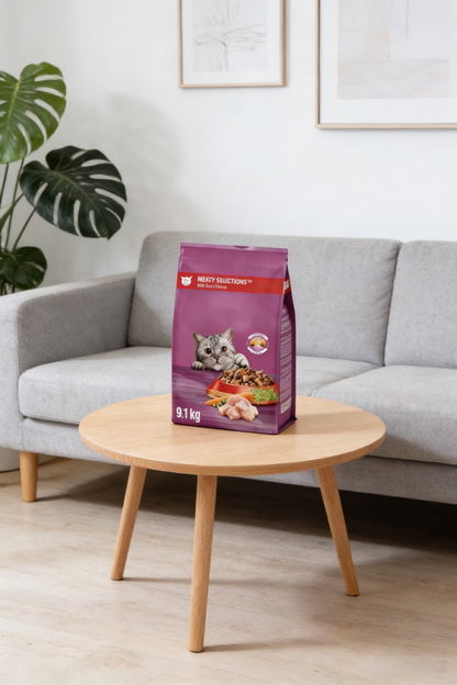 Chicken-Flavored Dry Cat Food (9.1kg Bag) for Adult Cats (1+ Years)