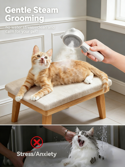 2-in-1 Pet Grooming Brush with Gentle Steam & Self-Cleaning Function